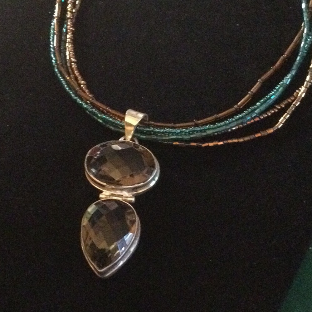Stunning Genuine Large Smokey Quartz Necklace